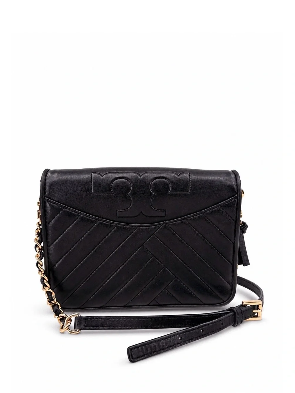 TORY BURCH Alexa Combo Quilted Black Leather Crossbody Bag